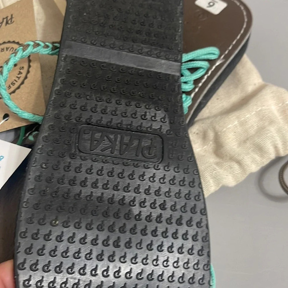 Plaka Flip Flops Thong Sandals Teal Brown size 6 / free toe ring - Picture 16 of 16